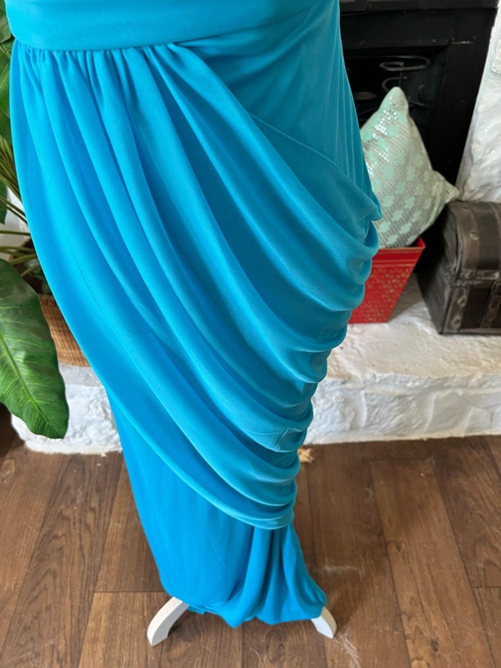 David’s Bridal dress turquoise strapless formal prom bridesmaid size 0 - Picture 6 of 11